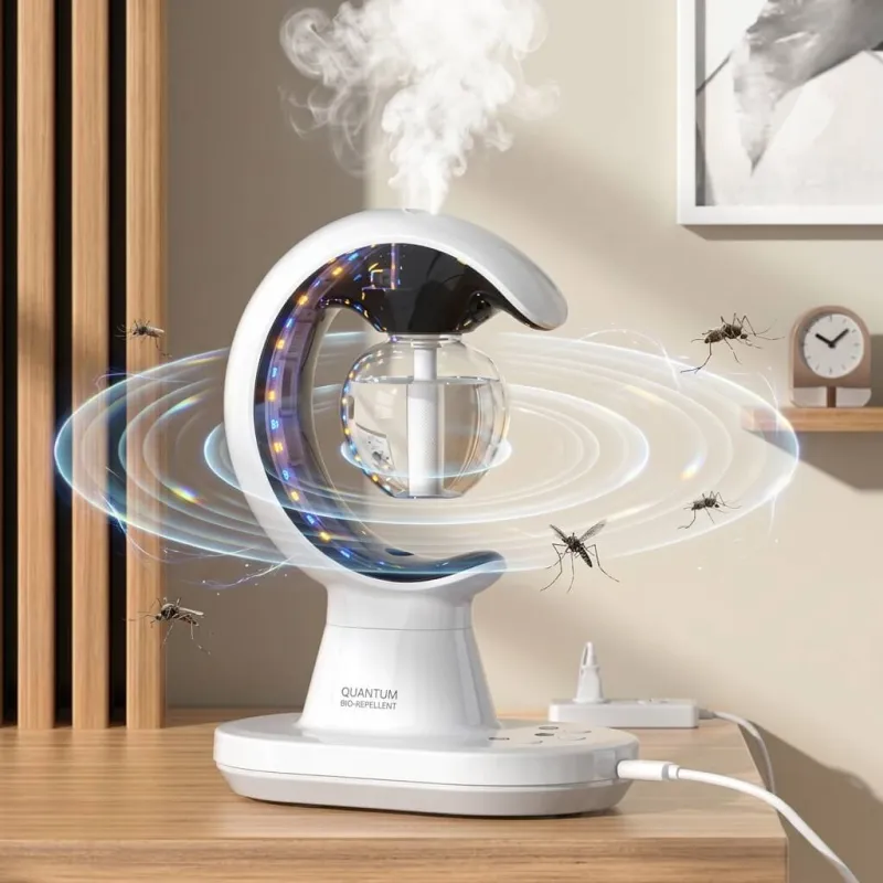 3 in 1 Mosquito Repellent Humidifier Lamp – white curved desk humidifier lamp