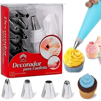 12 Piece Cake Decorating Kit With Piping Tips – shown in use