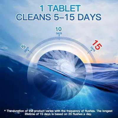 10Pcs Toilet Cleaner Tablets Blue Bubble Tank Cleaner – shown in use