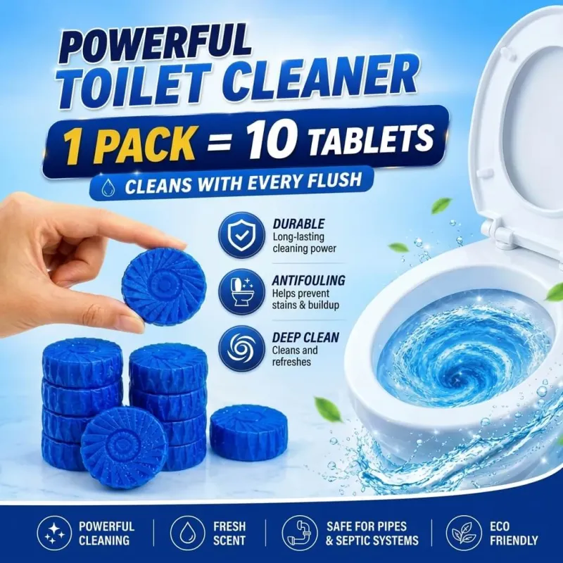 10Pcs Toilet Cleaner Tablets Blue Bubble Tank Cleaner – side view
